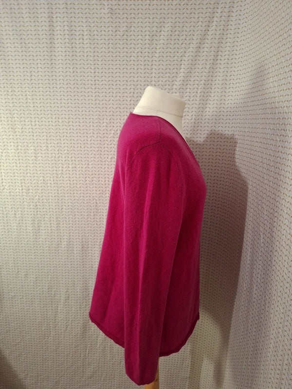 Pull col V rose Mademoiselle-Élégance - Taille XL - 42