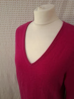 Pull col V rose Mademoiselle-Élégance - Taille XL - 42