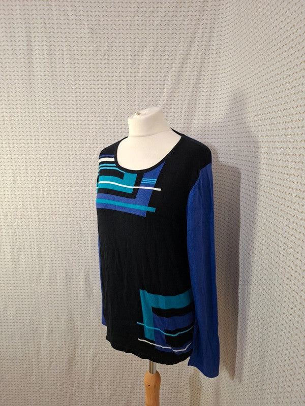 Pull noir à motifs Christine Laure - Taille XL - 42