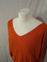 Pull col V orange Mademoiselle-Élégance - Taille S - 36