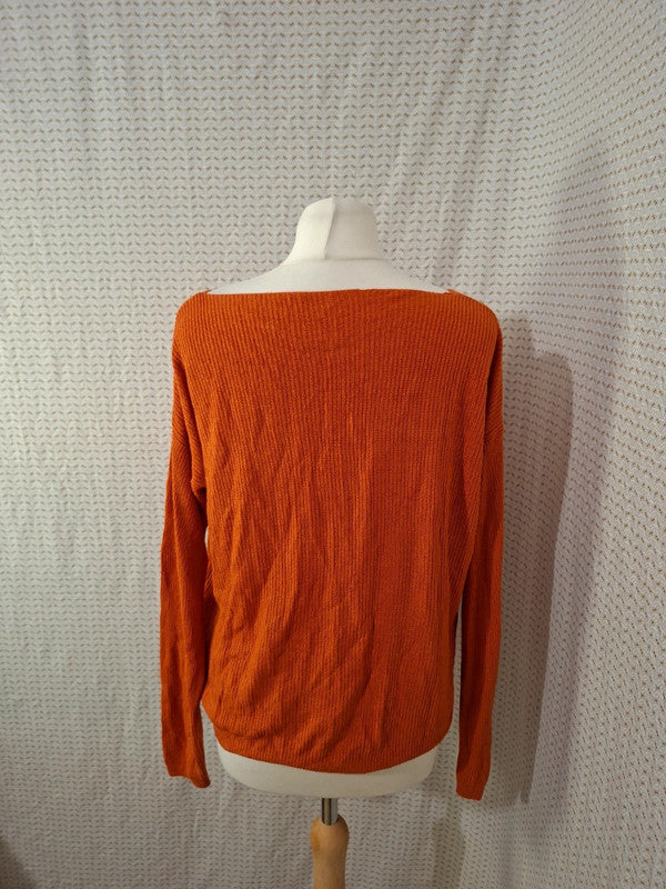 Pull col V orange Mademoiselle-Élégance - Taille S - 36