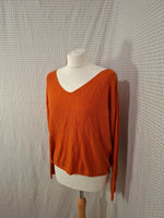 Pull col V orange Mademoiselle-Élégance - Taille S - 36