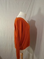 Pull col V orange Mademoiselle-Élégance - Taille S - 36