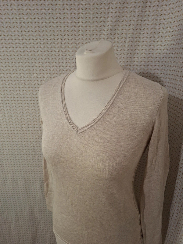Pull col V beige edc - Taille XS - 34
