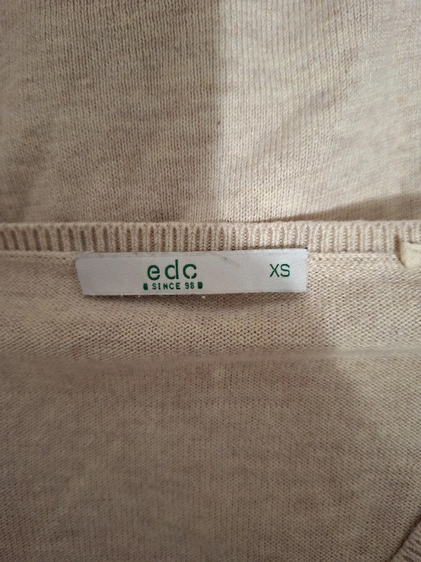 Pull col V beige edc - Taille XS - 34