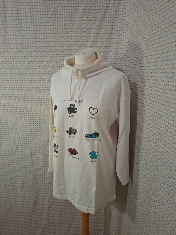 Pull blanc à motifs 3 Suisses - Taille L - 40