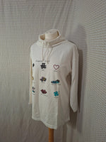 Pull blanc à motifs 3 Suisses - Taille L - 40