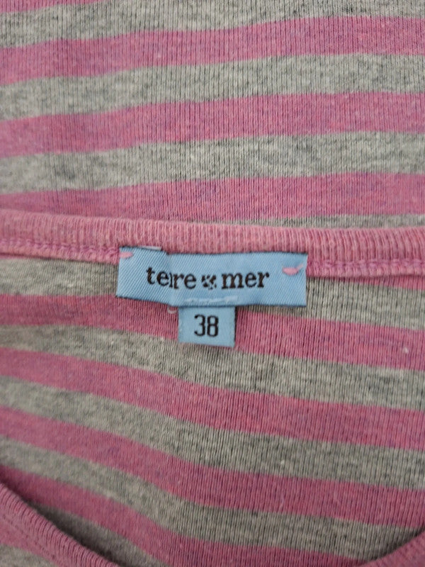 Pull rayé rose et gris Terre & mer - Taille M - 38