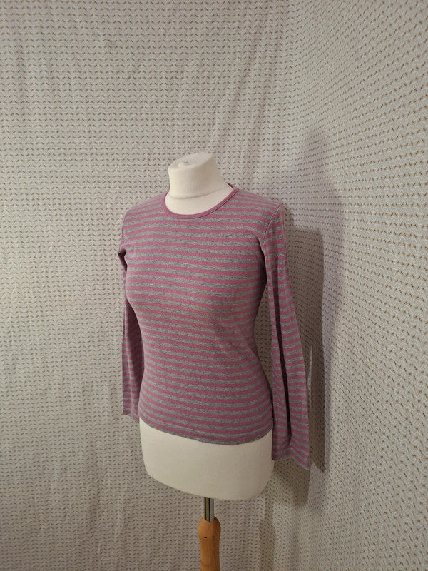 Pull rayé rose et gris Terre & mer - Taille M - 38