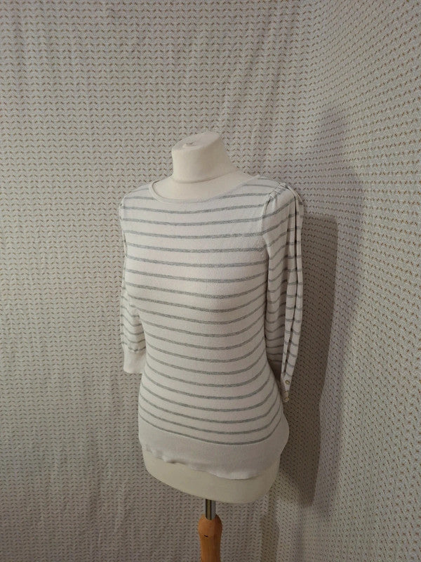 Pull blanc rayé Camaïeu - Taille S - 36