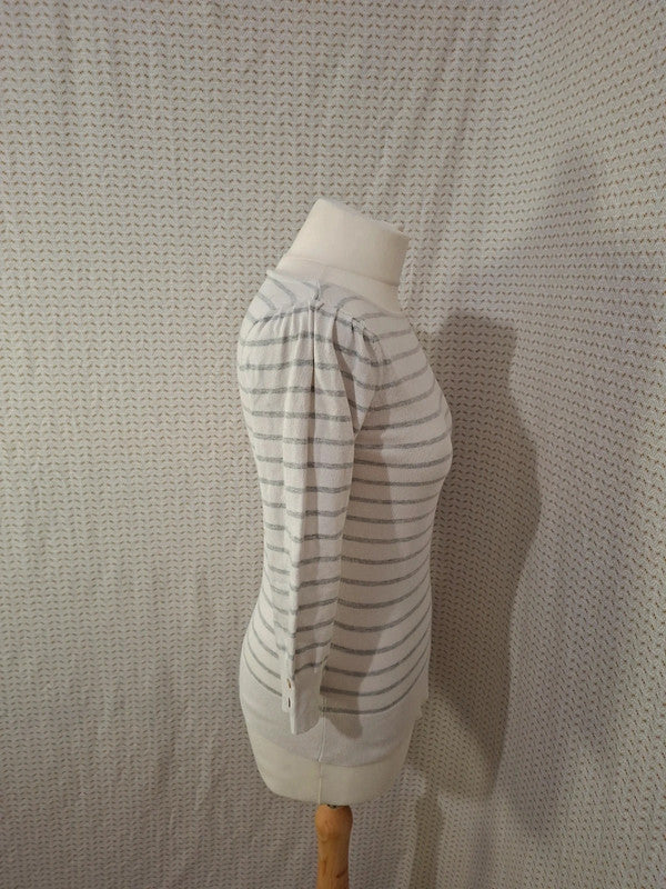 Pull blanc rayé Camaïeu - Taille S - 36