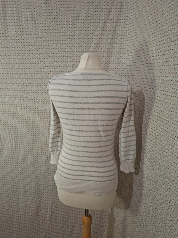 Pull blanc rayé Camaïeu - Taille S - 36