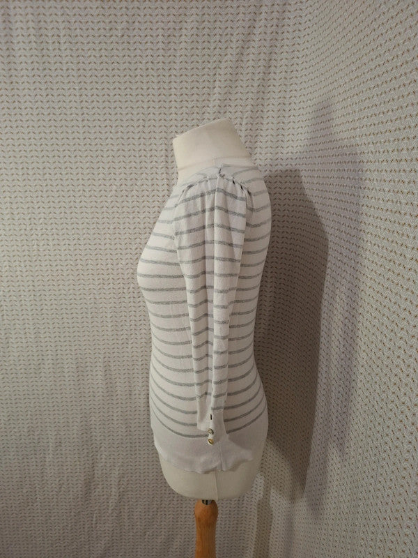 Pull blanc rayé Camaïeu - Taille S - 36