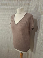 Blouse marron col V Naf Naf - Taille S - 36