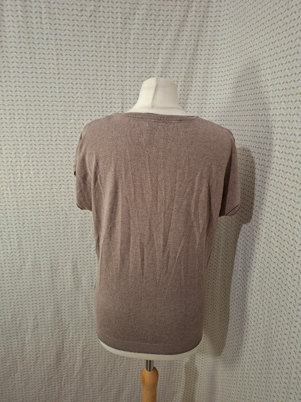 Blouse marron col V Naf Naf - Taille S - 36