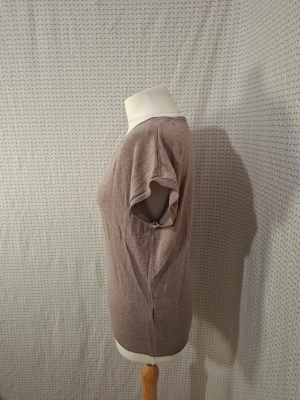 Blouse marron col V Naf Naf - Taille S - 36