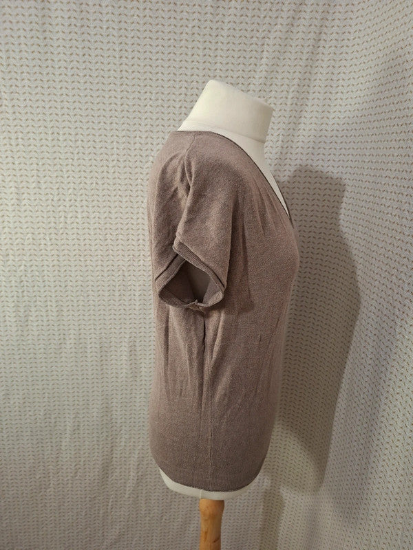 Blouse marron col V Naf Naf - Taille S - 36