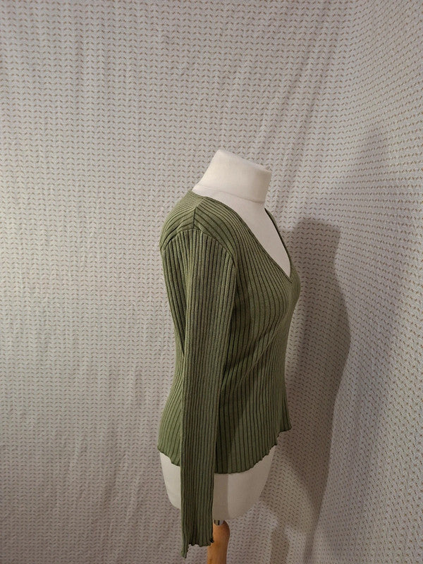 Pull col V kaki Dream Valley - Taille S - 36