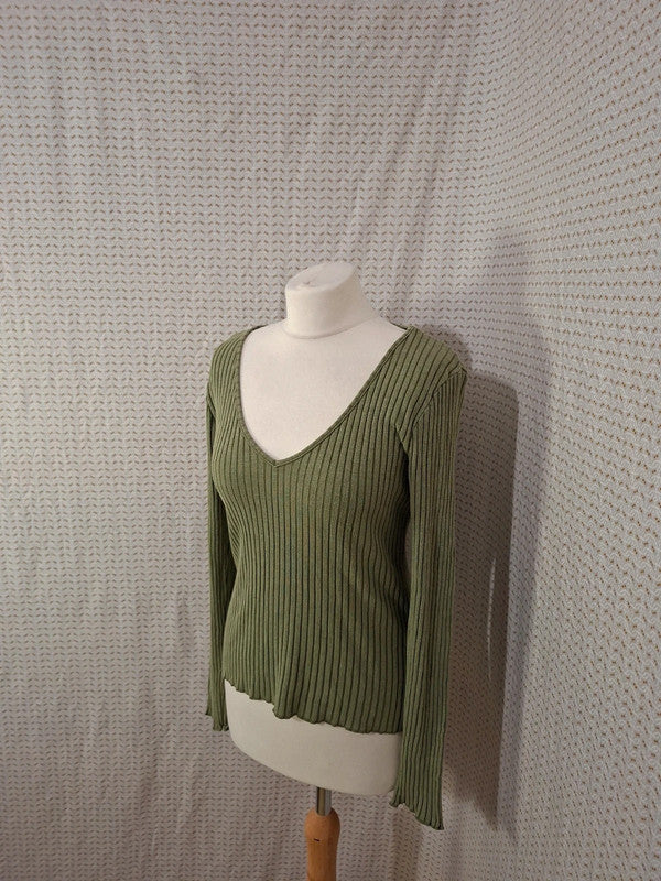 Pull col V kaki Dream Valley - Taille S - 36