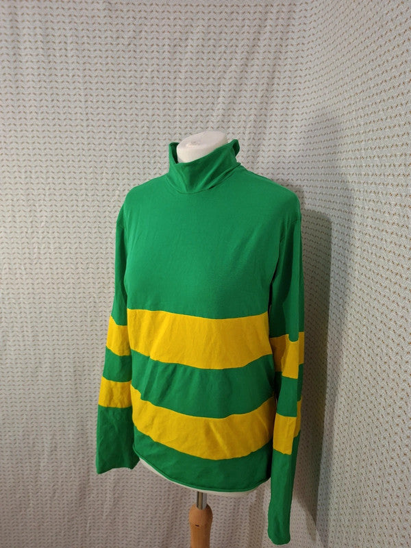 Pull col roulé jaune et vert - marque inconnue - Taille M - 38