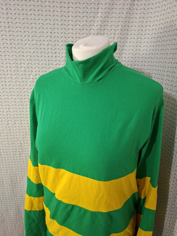 Pull col roulé jaune et vert - marque inconnue - Taille M - 38