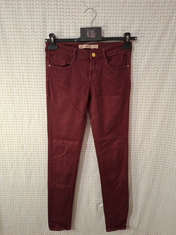 Jeans rouge bordeaux Zara - Taille S - 36