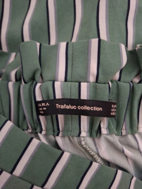 Pantalon rayé vert Zara - Taille L - 40