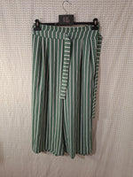 Pantalon rayé vert Zara - Taille L - 40