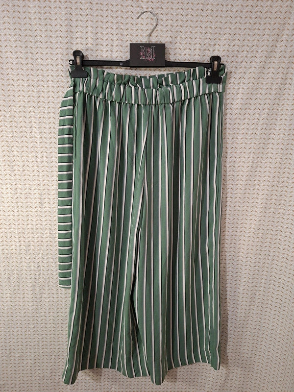 Pantalon rayé vert Zara - Taille L - 40