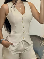 Ensemble élégant de gilet blazer beige #collection Monaco