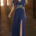 Robe longue élégante à sequins et dos nu