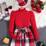 Ensemble élégant à carreaux pour fille 3pcs