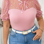T-shirt élégant femme noir à pois blancs