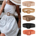 Ceinture tressée en paille élastique