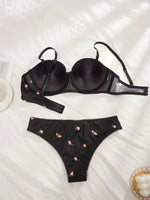 Ensemble Lingerie Floral avec Soutien-Gorge Push-Up