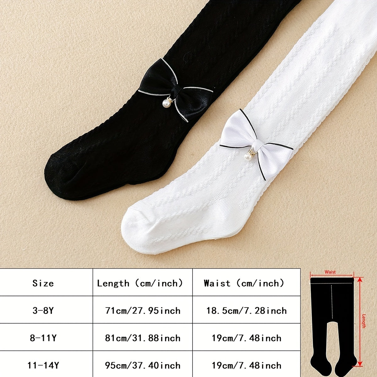 Lot de 2 collants texturés avec nœud