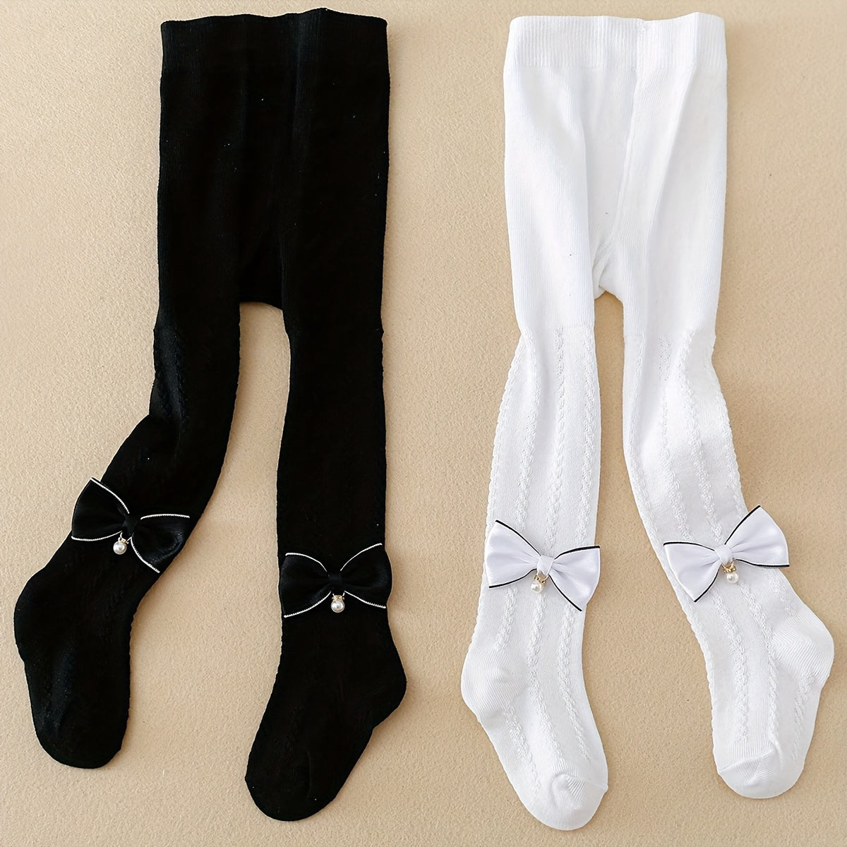 Lot de 2 collants texturés avec nœud