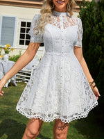 Robe élégante en dentelle avec manches courtes bouffantes