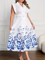 Robe grande taille à imprimé fleuri avec manches