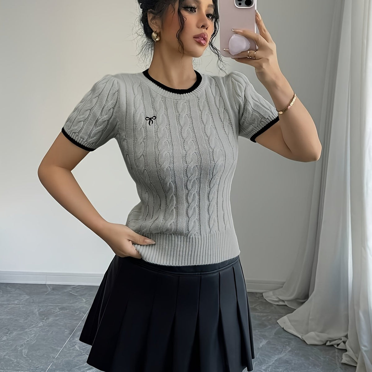 Top en maille rose pastel pour femme #Paris