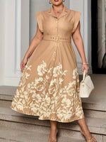 Robe grande taille à imprimé fleuri avec manches