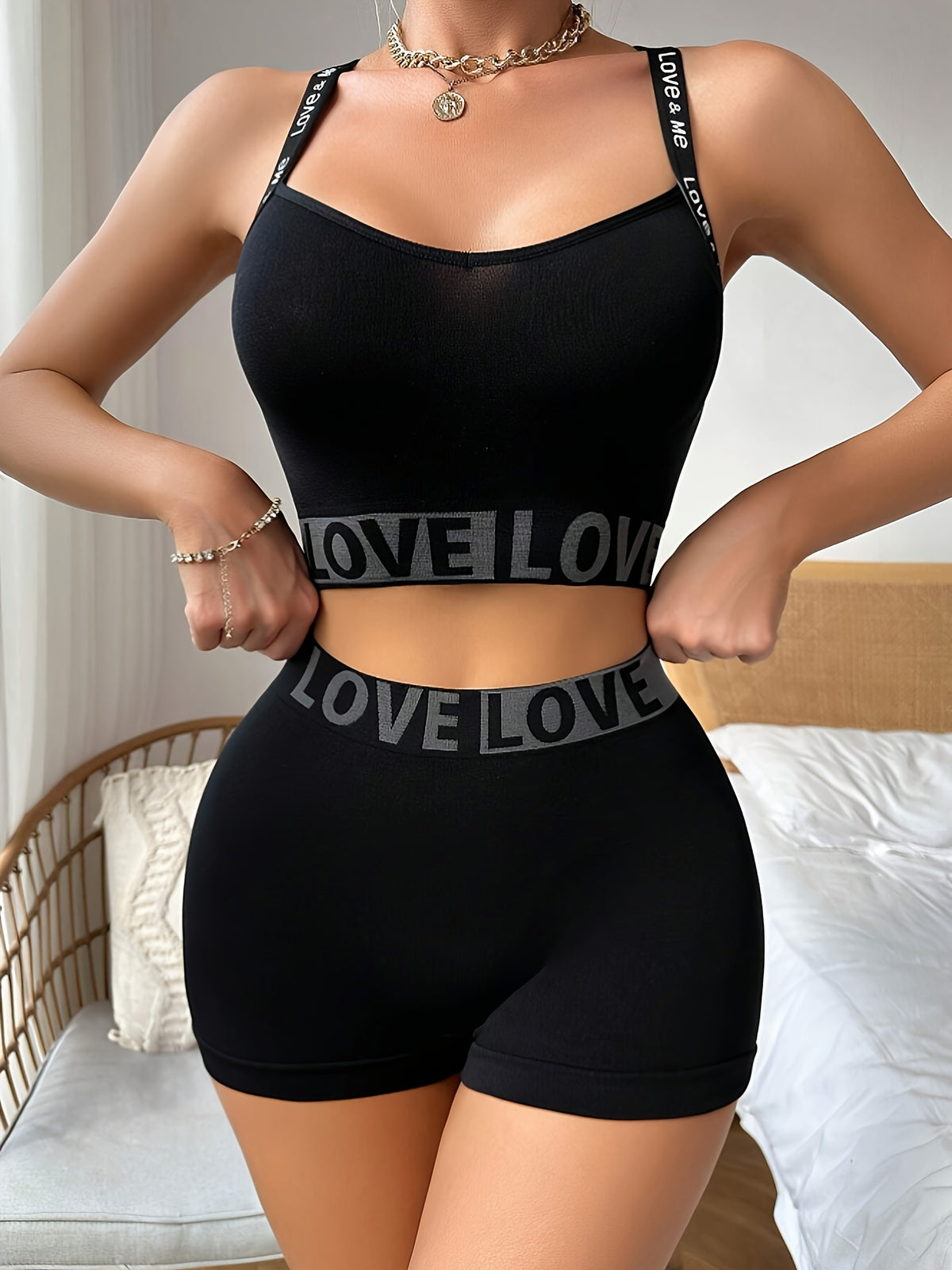 Ensemble crop top & short taille haute