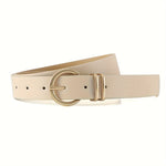 Ceinture élégante en cuir pu avec boucle ronde dorée