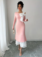 Robe tricotée asymétrique à une épaule avec nœud #Paris