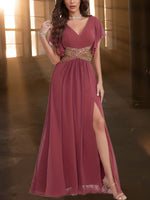 Robe longue élégante à sequins et dos nu