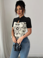 T-shirt femme bicolore noir et blanc #Paris