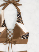 Maillot de bain 2 pièces léopard marron clair