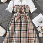 Robe élégante à carreaux pour fille