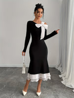 Robe tricotée asymétrique à une épaule avec nœud #Paris