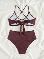 Maillot de bain 2 pièces scintillant violet